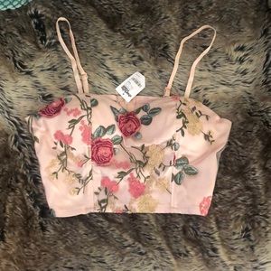 Pink corset floral crop top